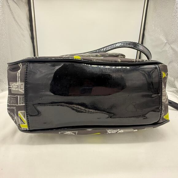 Lulu by Lulu Guinness London Print Tote Bag w/ Pouch Matching Black Yellow White - Picture 8 of 16